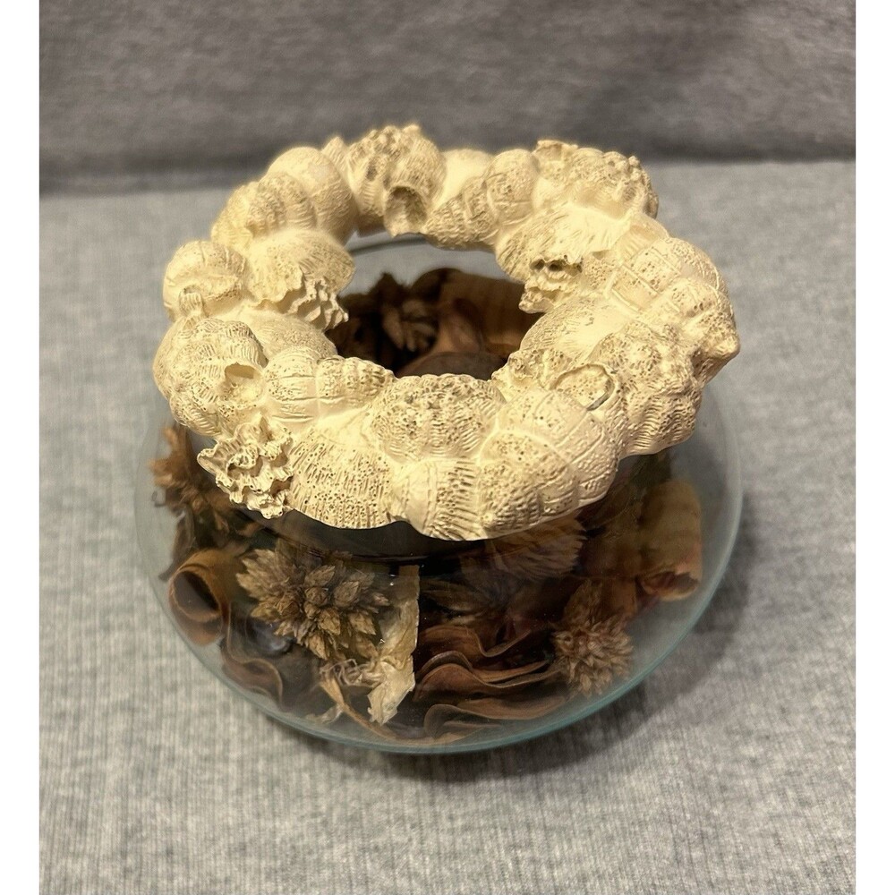 Glass Jar With Potpourri And Small Seashells With Sea Shell Lid/Cover Home Decor